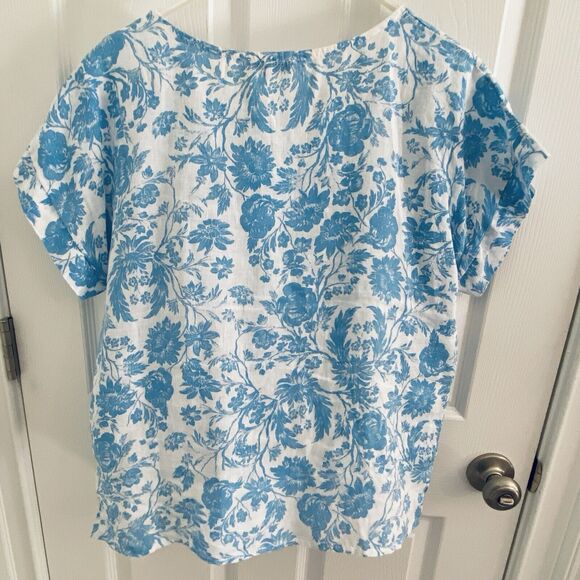 Bella Umbra Linen Top Womens Small Made In Italy Floral Toile Dainty Femme Light - Picture 3 of 5